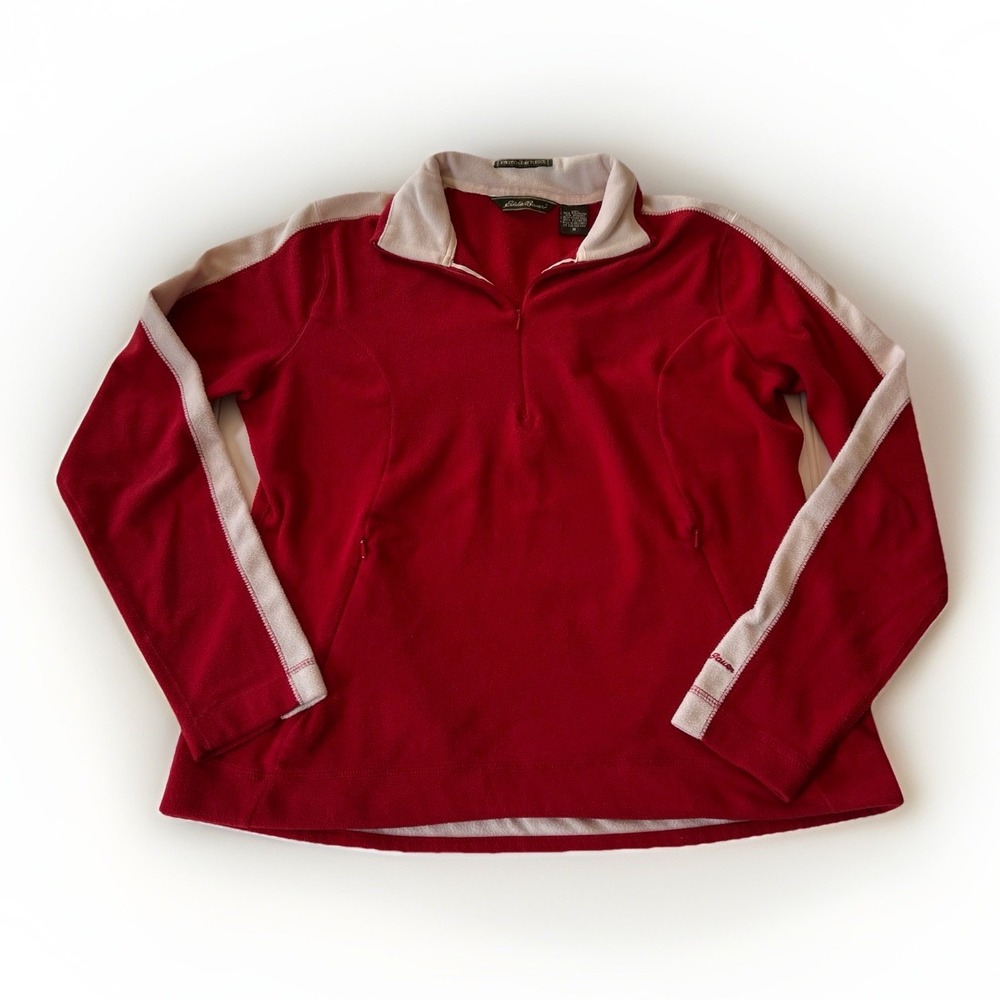 3/$25 SALE! Eddie Bauer Stretch Dry Pullover Fleece Women's Medium Red 1/4 Zip